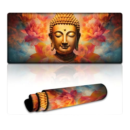 LYXIANY Gaming-Mauspad Buddha, wasserdichtes Mauspad (40 x 90 x 0,3 cm), Tastatur-Schreibtischunterlage für Computer, Laptops, Büro, Schreibtischzubehör von LYXIANY