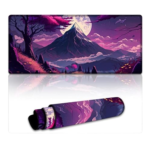 LYXIANY Gaming-Mauspad Mount Fuji, waschbare Mausmatte (40 x 90 x 0,3 cm), Tastatur-Schreibtischmatte mit glatter Gleitfläche und Rutschfester Unterseite von LYXIANY