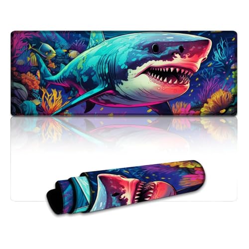 LYXIANY Gaming-Mauspad Shark Long XL Mauspads (30 x 80 x 0,3 cm) Tischmatte für MacBook Laptop Büro & Zuhause Schreibtischdekor von LYXIANY