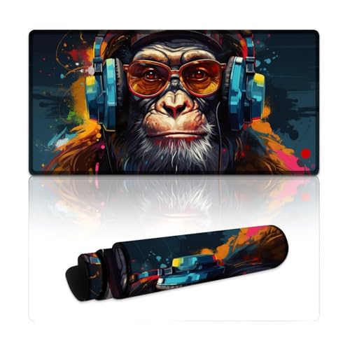 LYXIANY Gaming-Mauspad mit Kopfhörern, AFFE, lang, L, Mauspads (30 x 60 x 0,3 cm), Tischmatte für MacBook, Laptop, Büro und Zuhause, Schreibtischdekoration von LYXIANY