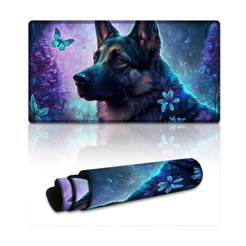 LYXIANY Gaming-Mauspad mit magischen Tieren, Deutscher Schäferhund, erweitertes XXL-Mauspad, Tischunterlage für Laptop, Computer und PC, Gamer, Büro und Zuhause (40 x 75 x 0,3 cm) von LYXIANY