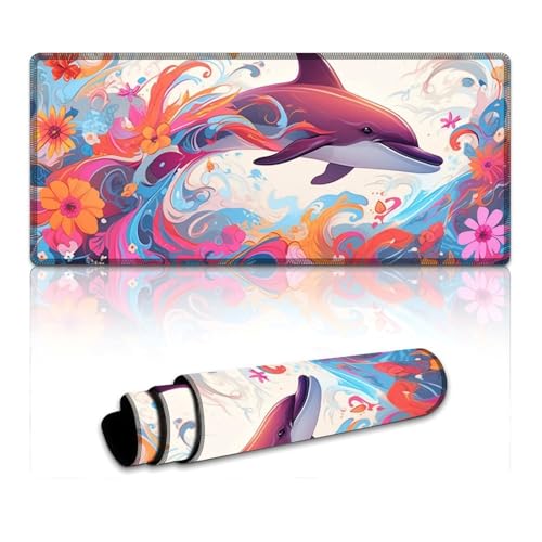 LYXIANY Großes Gaming-Mauspad, Delfin, erweitertes XXXL-Mauspad (40 x 90 x 0,3 cm), Mäusepad für Männer und Kinder, Büro-Schreibtisch-Dekor von LYXIANY