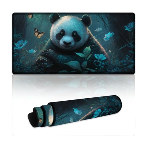 LYXIANY Großes Gaming-Mauspad, süßes Panda-Mauspad (30 x 60 x 0,3 cm), rutschfeste Unterseite, wasserdicht und schmutzabweisend, geeignet für PC und Laptop von LYXIANY