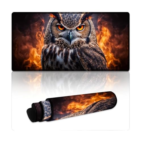 LYXIANY Großes Gaming-Mauspad mit Eule, waschbar, Tischunterlage, ideal für Büro, Gaming und Zuhause (30 x 60 x 0,3 cm) von LYXIANY