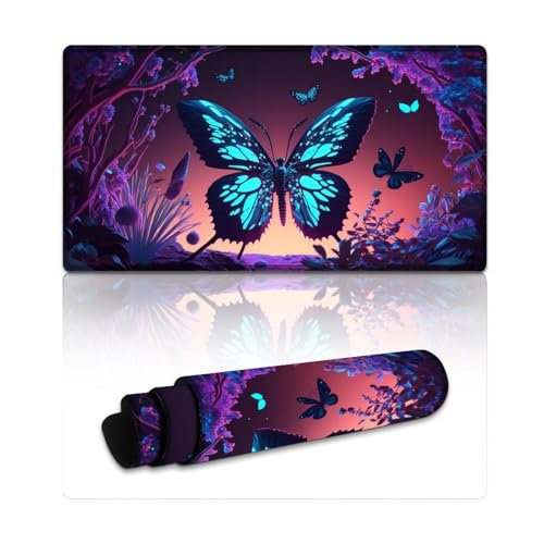 LYXIANY Großes Gaming-Mauspad mit Fantasie-Schmetterlingsmotiv, Tischpad mit Rutschfester Gummiunterseite für das Gaming-Büro (40 x 75 x 0,3 cm) von LYXIANY