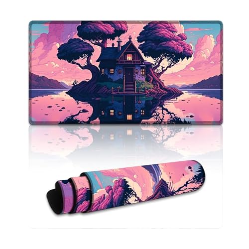 LYXIANY Großes Gaming-Mauspad mit Insellandschaft (40 x 75 x 0,3 cm), rutschfeste Unterseite, wasserdicht und schmutzabweisend, geeignet für PC und Laptop von LYXIANY