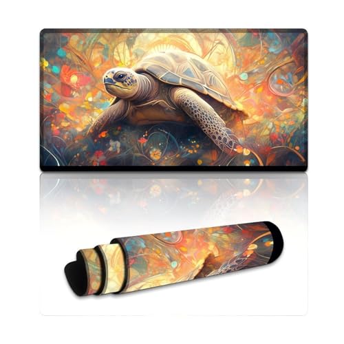 LYXIANY Großes Gaming-Mauspad mit Schildkröten-Nahtkanten, Tastaturpad für stabilen Halt auf glatten Oberflächen (40 x 75 x 0,3 cm) von LYXIANY