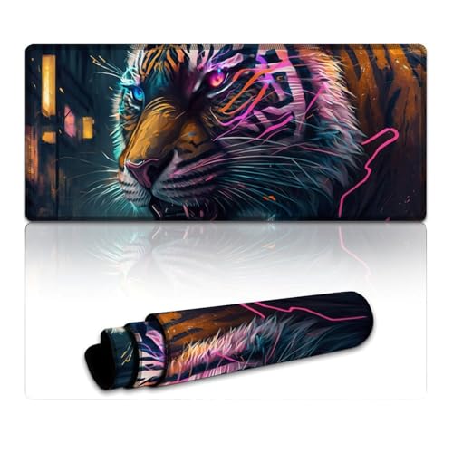 LYXIANY Großes Gaming-Mauspad mit Tiger-Motiv, waschbar, Tischunterlage, ideal für Büro, Gaming und Zuhause (40 x 90 x 0,3 cm) von LYXIANY