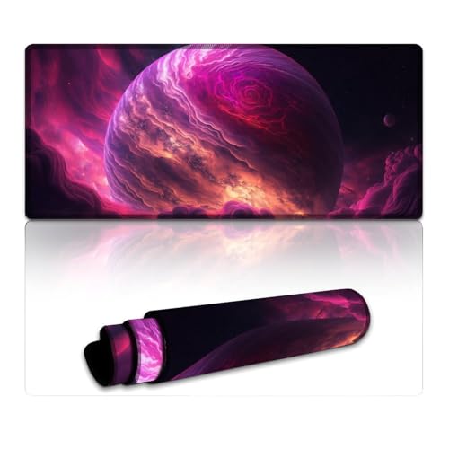 LYXIANY Großes Gaming-Mauspad mit Universum und Planeten, waschbares Mauspad, Tischpad, ideal für Büro, Gaming und Zuhause (40 x 90 x 0,3 cm) von LYXIANY