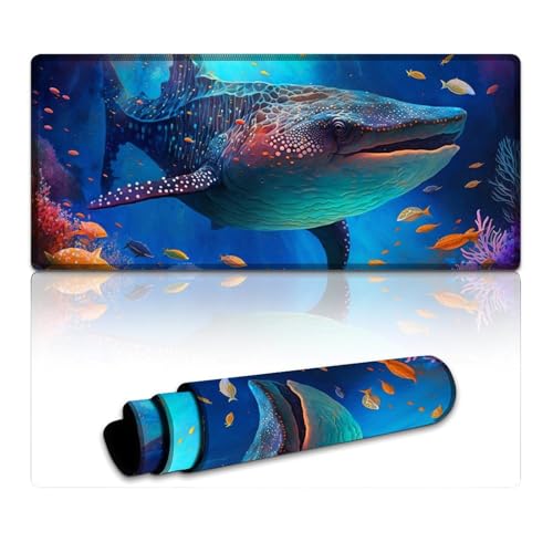 LYXIANY Großes Gaming-Mauspad mit Walhai-Motiv, waschbar, Tischunterlage, ideal für Büro, Gaming und Zuhause (40 x 90 x 0,3 cm) von LYXIANY