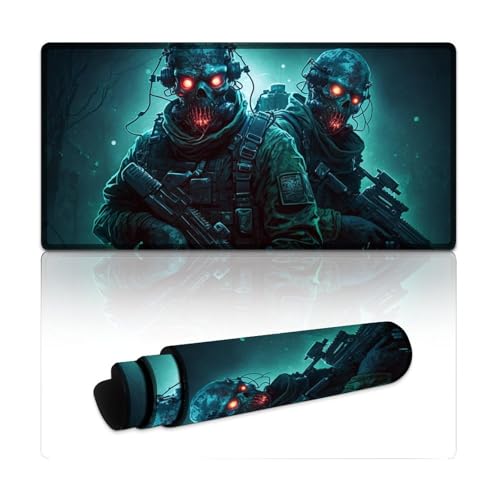 LYXIANY Großes Gaming-Mauspad mit Zombie-Soldaten-Motiv (30 x 60 x 0,3 cm), Mäusepad mit Rutschfester Unterseite, wasserdicht und schmutzabweisend, geeignet für PC und Laptop von LYXIANY