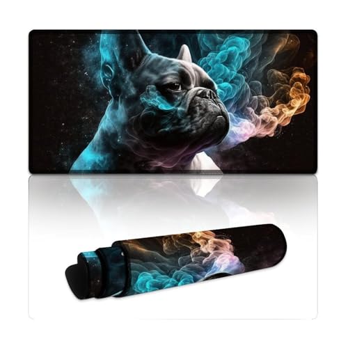 LYXIANY Großes Gaming-Mauspad mit französischer Bulldogge, Nebel, waschbar, Tischunterlage, ideal für Büro, Gaming und Zuhause (30 x 60 x 0,3 cm) von LYXIANY