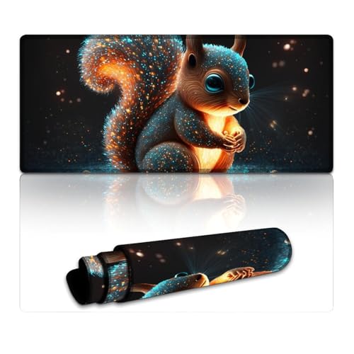 LYXIANY Großes Mauspad, Eichhörnchen, erweitertes XXXL-Mauspad, Tischunterlage für PC und Laptop – langlebig und waschbar (40 x 90 x 0,3 cm) von LYXIANY