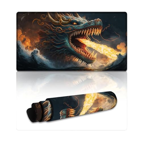 LYXIANY Großes Mauspad, Fantasie-chinesischer Drache, Lange XXL-Mauspads (40 x 75 x 0,3 cm), Mäusepad mit ausfransfesten, flachgenähten Kanten und rutschfestem Gummi von LYXIANY