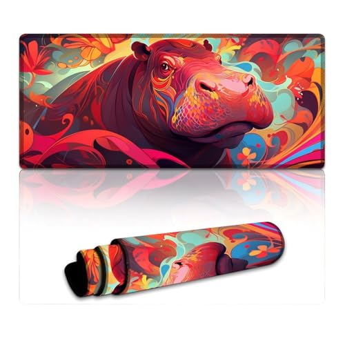 LYXIANY Großes Mauspad, Nilpferd, erweitertes XXXL-Mauspad, Tischunterlage für PC und Laptop – langlebig und waschbar (40 x 90 x 0,3 cm) von LYXIANY