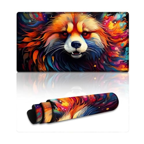 LYXIANY Großes Mauspad, Roter Panda, Lange XXL-Mauspads (40 x 75 x 0,3 cm), Mäusepad mit Anti-Ausfrans-Beschichtung, flachgenähten Kanten und rutschfestem Gummi von LYXIANY