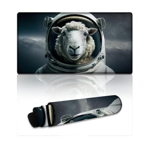 LYXIANY Großes Mauspad Astronautenschaf Lange XXL-Mauspads (40 x 75 x 0,3 cm) Mäusepad mit Anti-Ausfrans-Beschichtung, flachgenähten Kanten und rutschfestem Gummi von LYXIANY