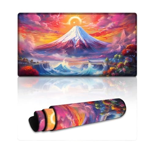 LYXIANY Großes Mauspad Mount Fuji, extra großes Mauspad, Tastatur-Schreibtischmatte für Büro, Gaming, Laptop, Frauen und Kinder (40 x 75 x 0,3 cm) von LYXIANY