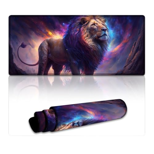 LYXIANY Großes Mauspad Space Lion Erweitertes XXXL-Mauspad (40 x 90 x 0,3 cm) Schreibtischunterlage für Tastatur, Computer, PC, Gamer, Schreibtisch, Büro von LYXIANY