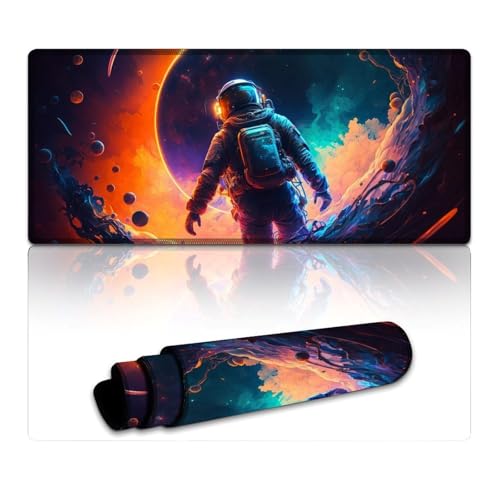 LYXIANY Großes Mauspad mit Astronauten-Nahtkanten, Tischpad mit verbesserter Präzision und Geschwindigkeit (40 x 90 x 0,3 cm) von LYXIANY
