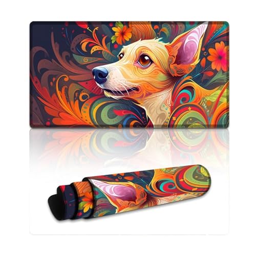 LYXIANY Großes Mauspad mit Ratten-Terrier, erweitertes XXL-Mauspad, Tischunterlage für PC und Laptop – langlebig und waschbar (40 x 75 x 0,3 cm) von LYXIANY