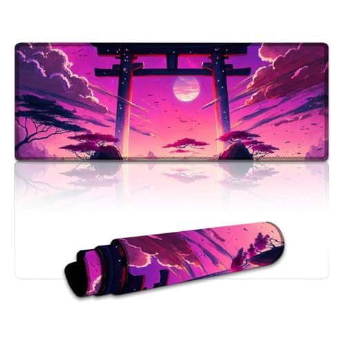 LYXIANY Großes Mauspad mit japanischem Torii-Tor, waschbare Mausmatte, Tastatur-Schreibtischmatte, wasserdichte Stoffoberfläche und rutschfeste Gummiunterseite (30 x 80 x 0,3 cm) von LYXIANY