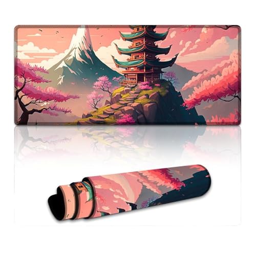 LYXIANY Großes Mauspad mit japanischen Kirschblüten, erweitertes XXXL-Mauspad, Tischunterlage für PC und Laptop – langlebig und waschbar (40 x 90 x 0,3 cm) von LYXIANY