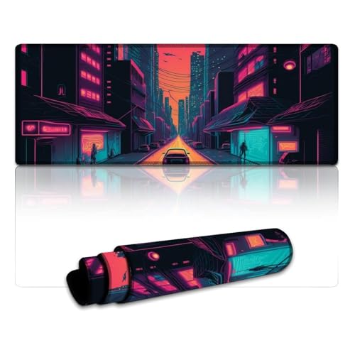 LYXIANY Großes Mauspad mit japanischer Straßenszene, erweitertes XL-Mauspad (30 x 80 x 0,3 cm), Schreibtischunterlage für Tastatur, Computer, PC, Gamer, Schreibtisch, Büro von LYXIANY