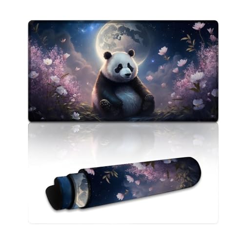LYXIANY Großes Mauspad mit süßem Panda, extragroßes Mauspad, Tastatur-Schreibtischmatte für Büro, Gaming, Laptop, Frauen und Kinder (40 x 75 x 0,3 cm) von LYXIANY