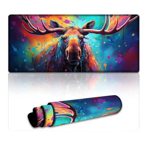 LYXIANY Mauspad Elch, extragroßes Mauspad (40 x 90 x 0,3 cm), Tischmatte für hervorragende Geschwindigkeit und Kontrolle, rutschfeste Gummiunterseite von LYXIANY