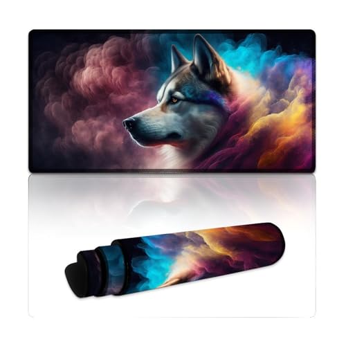 LYXIANY Mauspad Husky Nebula, wasserdichtes Mauspad, Tischmatte mit Rutschfester Gummiunterseite für Büro- und Heimcomputer, Laptop, Gaming (30 x 60 x 0,3 cm) von LYXIANY