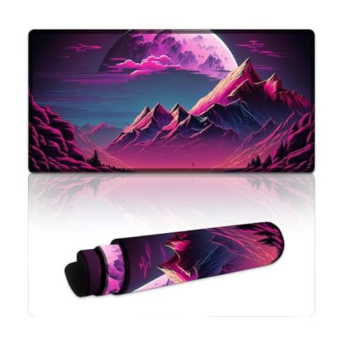 LYXIANY Mauspad Neon Mountain, extragroßes Mauspad (30 x 60 x 0,3 cm), Tischmatte für hervorragende Geschwindigkeit und Kontrolle, rutschfeste Gummiunterseite von LYXIANY