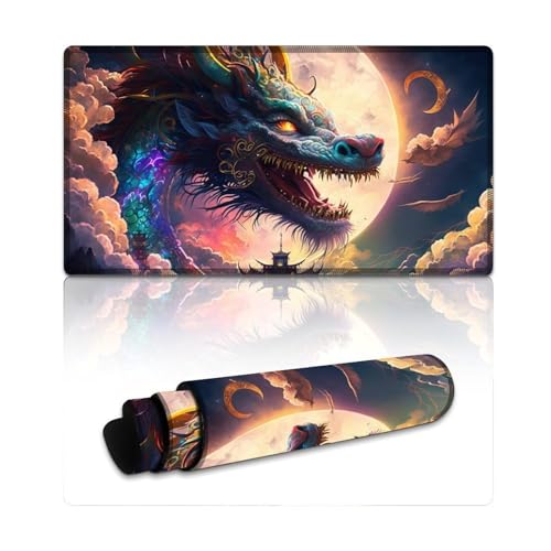 LYXIANY Mauspad mit chinesischem Drachen, erweitertes XXL-Mauspad (40 x 75 x 0,3 cm), Tastatur-Schreibtischmatte für Büro und Gaming, rutschfeste Gummiunterseite von LYXIANY