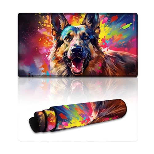 LYXIANY Mauspad mit deutschem Schäferhund, extra großes Mauspad (40 x 75 x 0,3 cm), Tischmatte für hervorragende Geschwindigkeit und Kontrolle, rutschfeste Gummiunterseite von LYXIANY