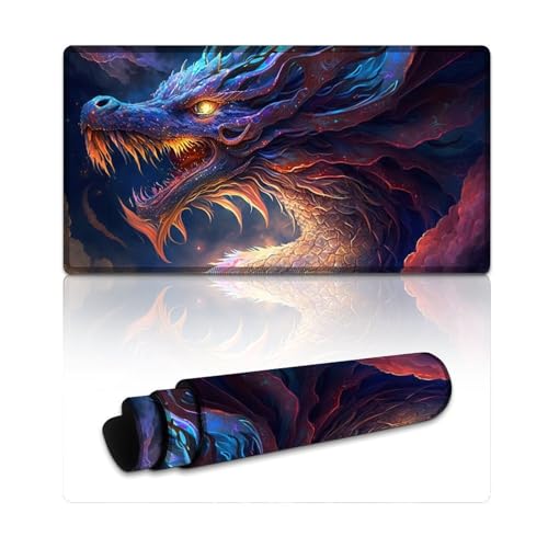 Mauspad Fantasy Dragon, extragroßes Mauspad, Tastaturpad für Büro und Gaming, rutschfeste Gummiunterseite (40 x 75 x 0,3 cm) von LYXIANY