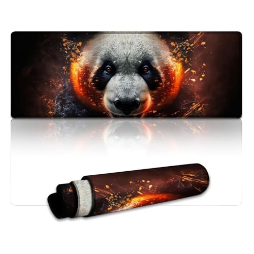 Mauspad Fantasy Panda, extragroßes Mauspad, Tastaturpad für Büro und Gaming, rutschfeste Gummiunterseite (30 x 80 x 0,3 cm) von LYXIANY