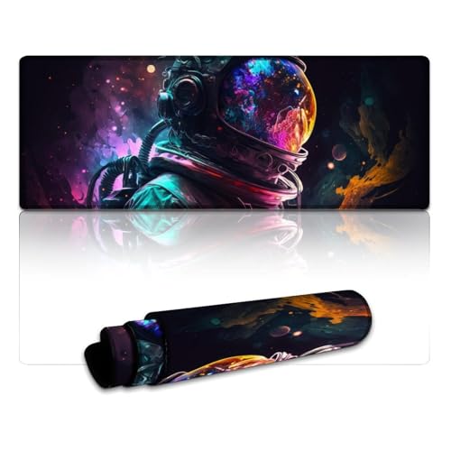 Mousepad Astronaut, extragroßes Mauspad, Tastaturpad für Büro und Gaming, rutschfeste Gummiunterseite (30 x 80 x 0,3 cm) von LYXIANY