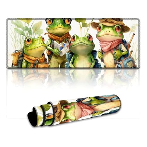 Mousepad Travel Frog, wasserdichtes Mauspad (30 x 80 x 0,3 cm), Tischmatte mit Rutschfester Unterseite aus Naturkautschuk für Gamer/Desktop/Büro/Zuhause von LYXIANY