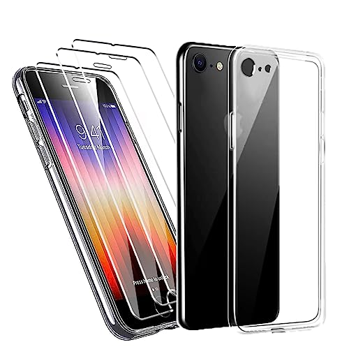 LYZXMY Handyhülle für iPhone SE 2022 Hülle iPhone SE 2020 Hülle iPhone 8/7 Transparent Handyhülle + 3 Stück Gehärtetes Glas Schutzfolie von LYZXMY