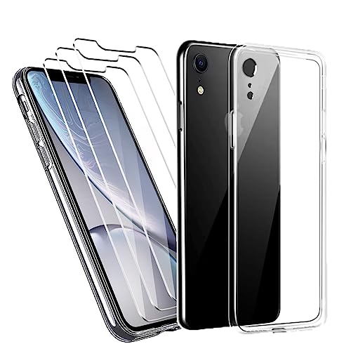 LYZXMY Handyhülle für iPhone XR(6.1") hülle + 3 Stück Gehärtetes Glas Schutzfolie, Weich Silikon TPU Transparent handyhülle hülle durchsichtig Case Cover von LYZXMY