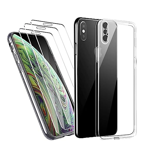 LYZXMY Handyhülle für iPhone XS/iPhone X (5.8") hülle + 3 Stück Gehärtetes Glas Schutzfolie, Weich Silikon TPU Transparent handyhülle hülle durchsichtig Case Cover von LYZXMY