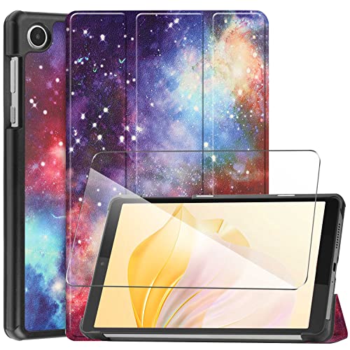 LYZXMY Hülle + Schutzfolie für Lenovo Tab M8 4th Gen TB-300FU 8" 2023 - HD Gehärteter Film Displayschutz, PU Leder Tasche Case Flip Schutzhülle Taschen - Milky Way von LYZXMY