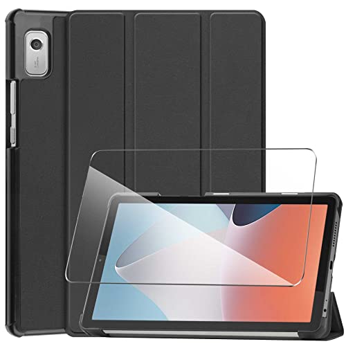 LYZXMY Hülle + Schutzfolie für Lenovo Tab M9 TB-310FU 9" 2023 - HD Gehärteter Film Displayschutz, PU Leder Tasche Case Flip Schutzhülle Taschen - Black von LYZXMY