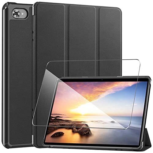 LYZXMY Hülle + Schutzfolie für Teclast M40 Plus 10.1" - HD Gehärteter Film Displayschutz, PU Leder Tasche Case Flip Schutzhülle Taschen - Black von LYZXMY