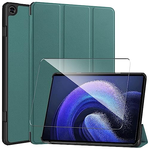 LYZXMY Hülle + Schutzfolie für Teclast T50 11" - HD Gehärteter Film Displayschutz, PU Leder Tasche Case Flip Schutzhülle Taschen - DarkGreen von LYZXMY