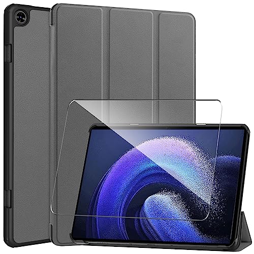 LYZXMY Hülle + Schutzfolie für Teclast T50 11" - HD Gehärteter Film Displayschutz, PU Leder Tasche Case Flip Schutzhülle Taschen - Gray von LYZXMY