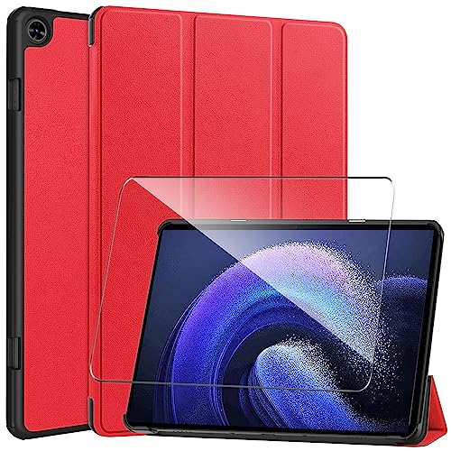 LYZXMY Hülle + Schutzfolie für Teclast T50 11" - HD Gehärteter Film Displayschutz, PU Leder Tasche Case Flip Schutzhülle Taschen - Red von LYZXMY