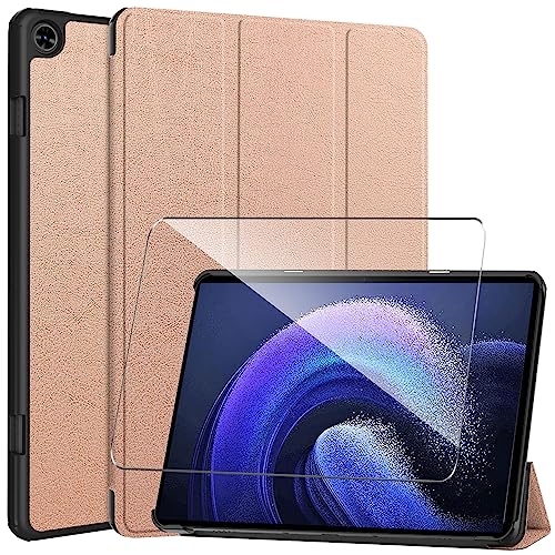 LYZXMY Hülle + Schutzfolie für Teclast T50 11" - HD Gehärteter Film Displayschutz, PU Leder Tasche Case Flip Schutzhülle Taschen - Rosegold von LYZXMY