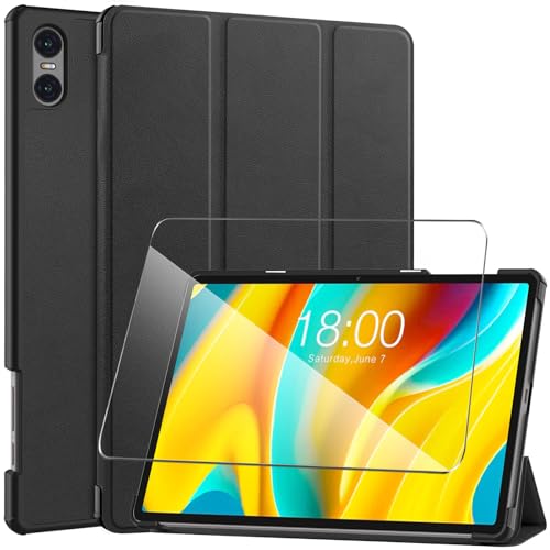 LYZXMY Hülle + Schutzfolie für Teclast T50 Pro 11" - HD Gehärteter Film Displayschutz, PU Leder Tasche Case Flip Schutzhülle Taschen - Black von LYZXMY