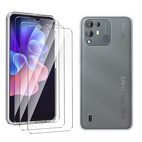 LYZXMY Hülle für Blackview A55 Pro (6.52") Transparent Handyhülle + 3 Stück Gehärtetes Glas Schutzfolie, Case Weich Silikon TPU Schutzhülle Cover 9H Härte HD Gehärtetes Glasfolie Glas von LYZXMY